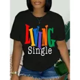 thumbnail image 1 of Living Single Graphic Cotton T-Shirt - Bright Colored Lettering Menswear, 1 of 4