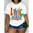 thumbnail image 1 of Living Single Graphic Cotton T-Shirt - Bright Colored Lettering Menswear, 1 of 4
