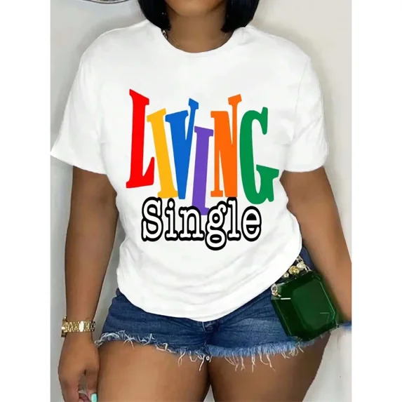 Living Single Graphic Cotton T-Shirt - Bright Colored Lettering Menswear