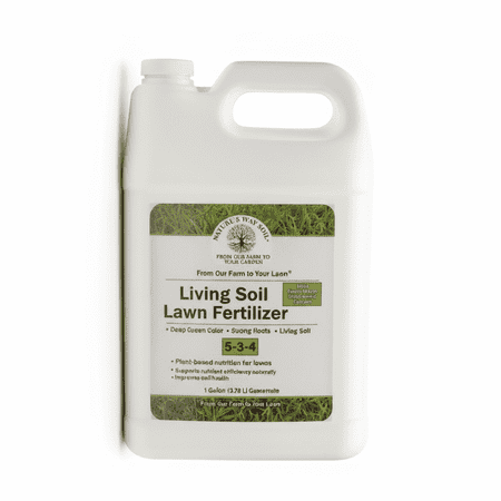 Living Soil Lawn Plant-Based Liquid 5-3-4 Fertilizers, 1 Gallon (128 fl oz) with Fermented Duckweed Extract, Humic and Fulvic Acids