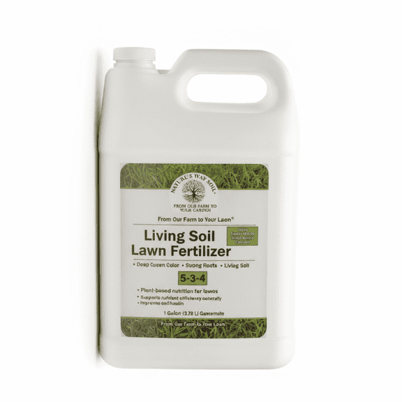 Living Soil Lawn Plant-Based Liquid 5-3-4 Fertilizers, 1 Gallon (128 fl oz) with Fermented Duckweed Extract, Humic and Fulvic Acids