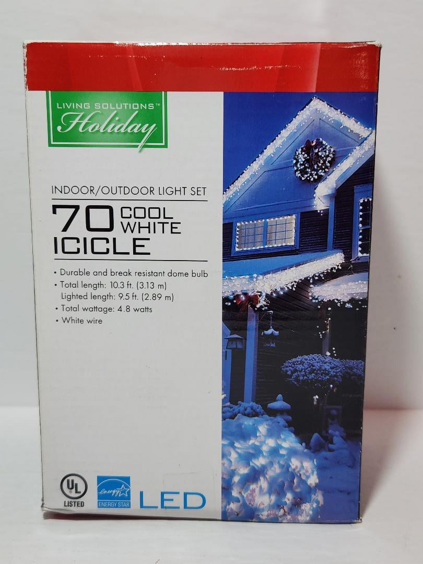 Living Solutions Holiday 70 Count Cool White LED Christmas Icicle Dome