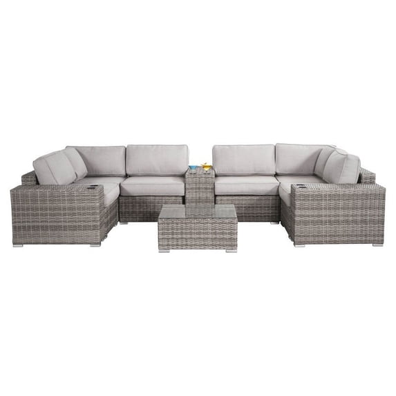 Living Source International 10-Piece Sectional Seating Set with Cushions in Gray