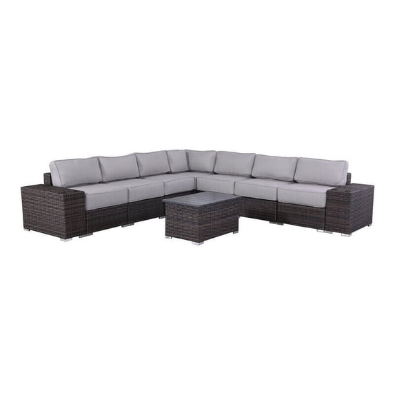 Living Source International 10-Piece Sectional Set w/ Cushions - Brown