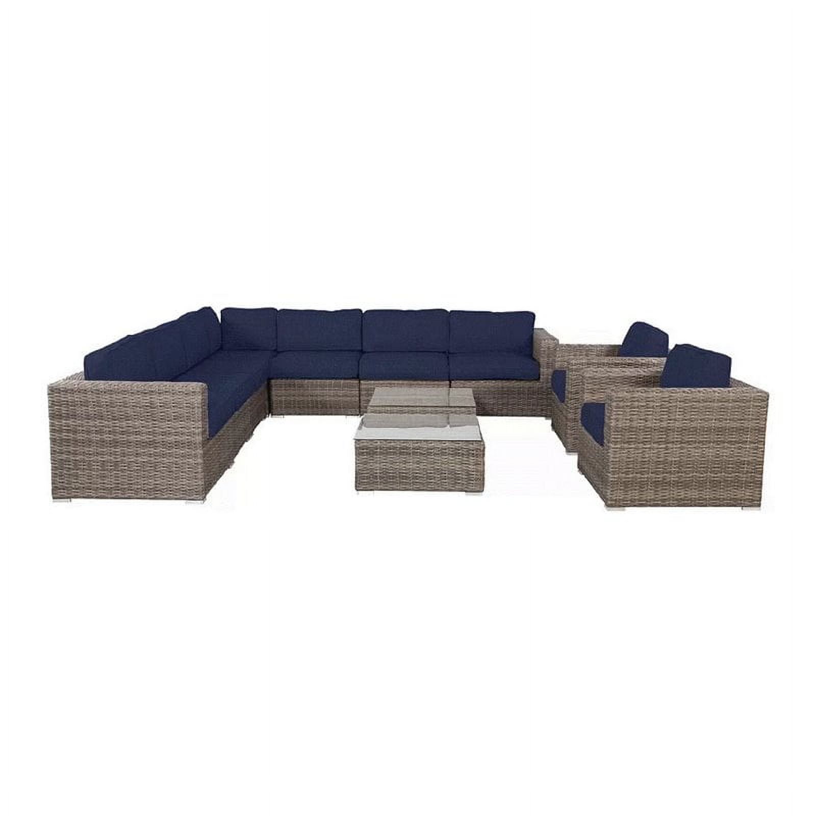Living Source International 11-Piece Sectional Set with Cushions in Navy Blue - image 1 of 2