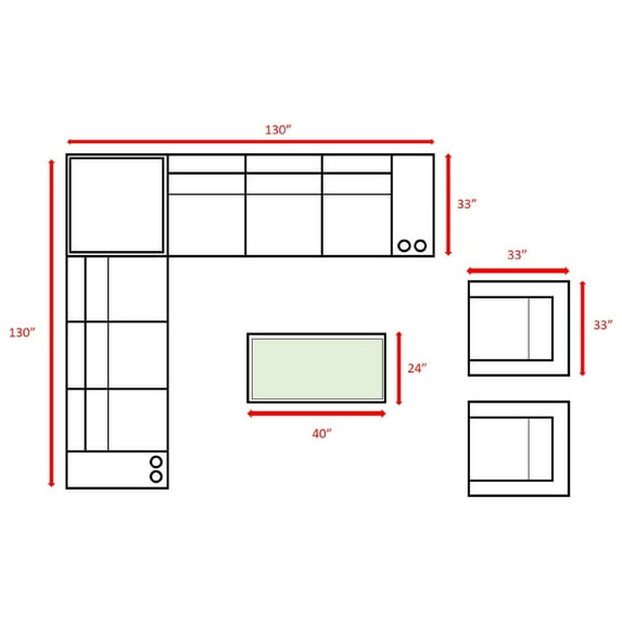 Living Source International 12-Piece Sectional Set w/Cushions in Espresso/Beige