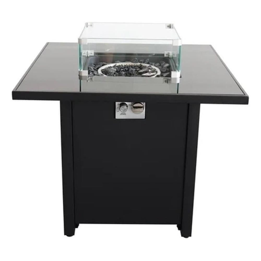 Living Source International 25'' H x 30'' W Steel Outdoor Fire PitTable with Lid