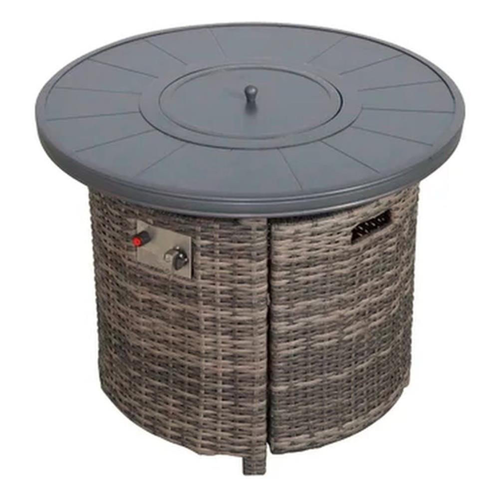 Living Source International 25'' H x 32'' W Outdoor Fire Pit Table with Lid