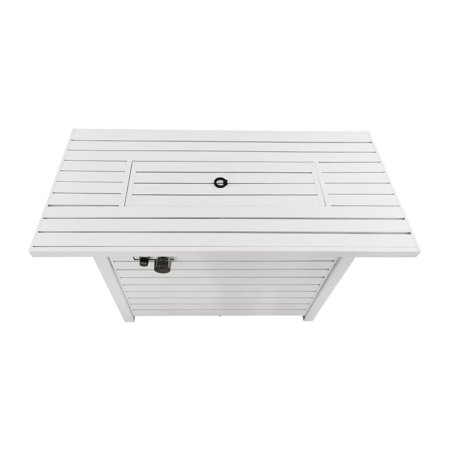 Living Source International 25'' H x 42'' W Steel Propane Outdoor Fire Pit Table with Lid (White)