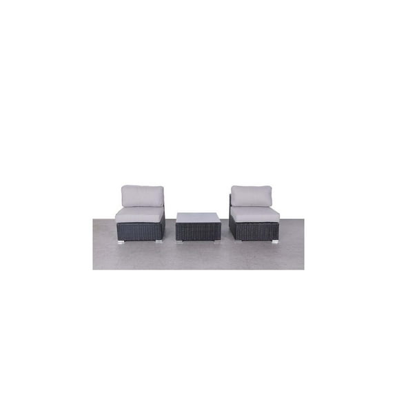 Living Source International 3-Piece Seating Group with Cushion in Black and Gray