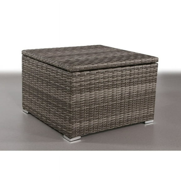 Living Source International 33"W Wicker / Rattan Outdoor Coffee Table in Gray