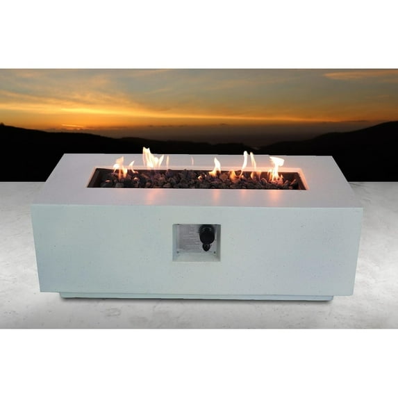 Living Source International 42" Concrete Propane Fire Pit Table in White