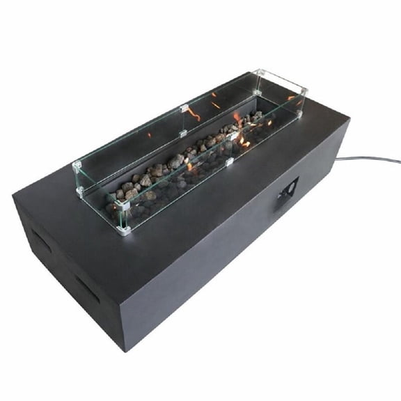 Living Source International 42"W Stone Outdoor Fire Pit Table in Charcoal