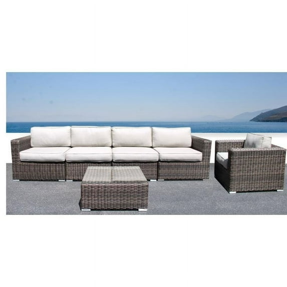 Living Source International 6-piece Wicker Sectional Seating Group in Brown