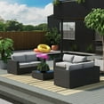 thumbnail image 1 of Living Source International 7 Piece Rattan Sofa Seating Group with Cushions (Black), 1 of 6