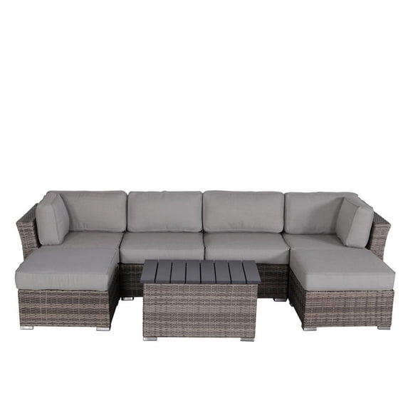 Living Source International 7-Piece Wicker / Rattan Sectional Set in Gray