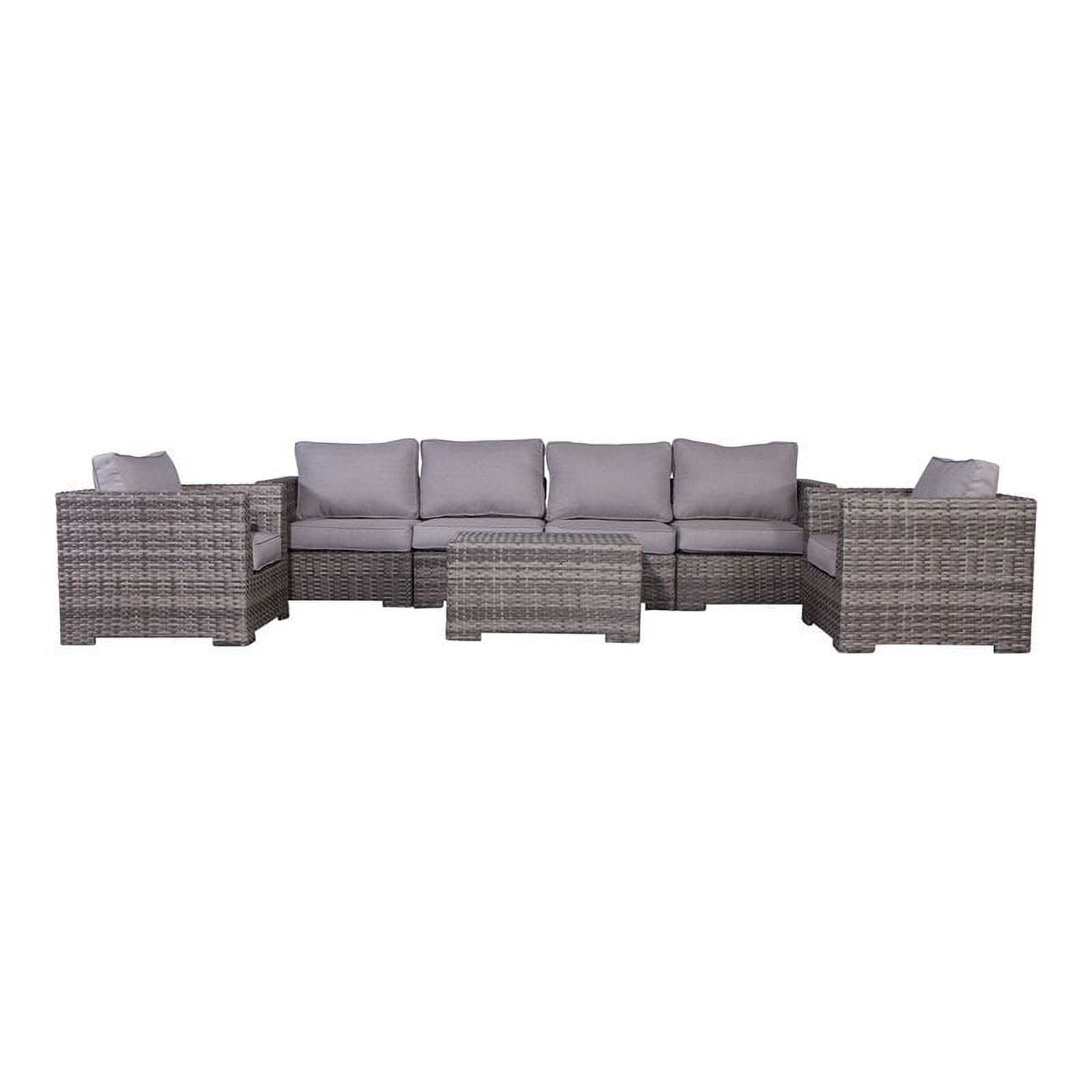 Living Source International 7piece Wicker Sectional Set with Long Sofa