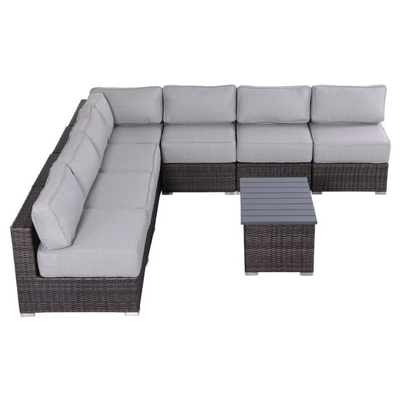 Living Source International 8-Piece Seating Group w/ Cushion in Brown/Gray