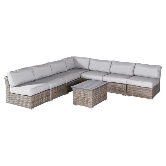 Living Source International 8-Piece Sectional Seating Group with Cushions - Gray