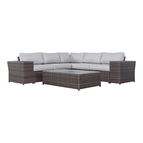 Living Source International 8-Piece Sectional Set with Cushions - Gray