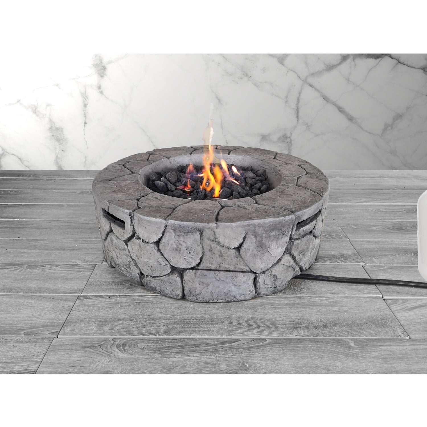 Living Source International 9'' H x 28'' W Fiber Reinforced Concrete Outdoor Fire Pit (Stone Gray)