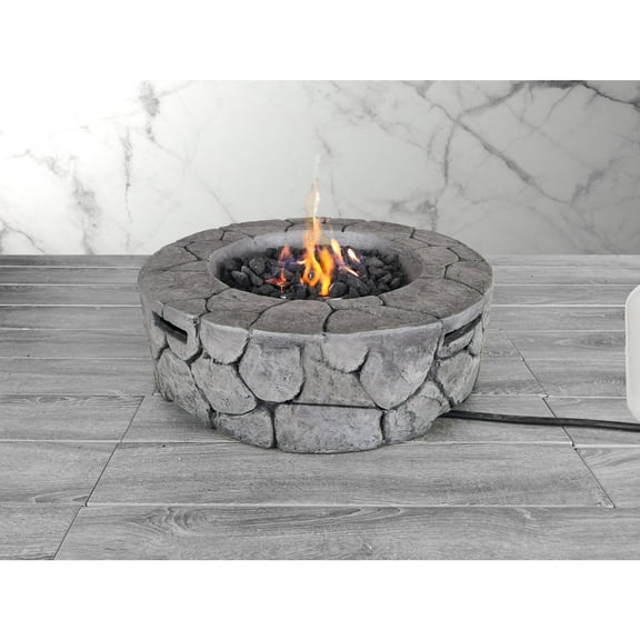 Living Source International 9'' H x 28'' W Fiber Reinforced Concrete Outdoor Fire Pit (Stone Gray)