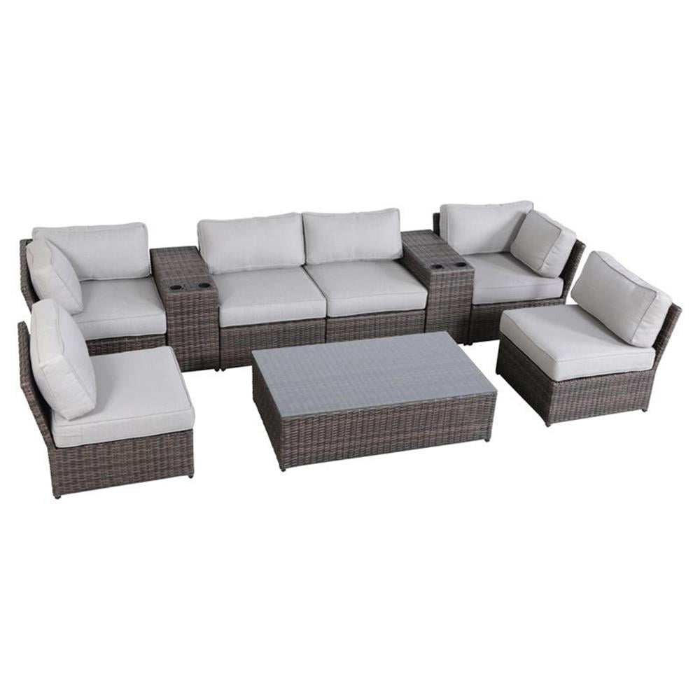 Living Source International 9-Piece Sectional Set with Cushions in ...
