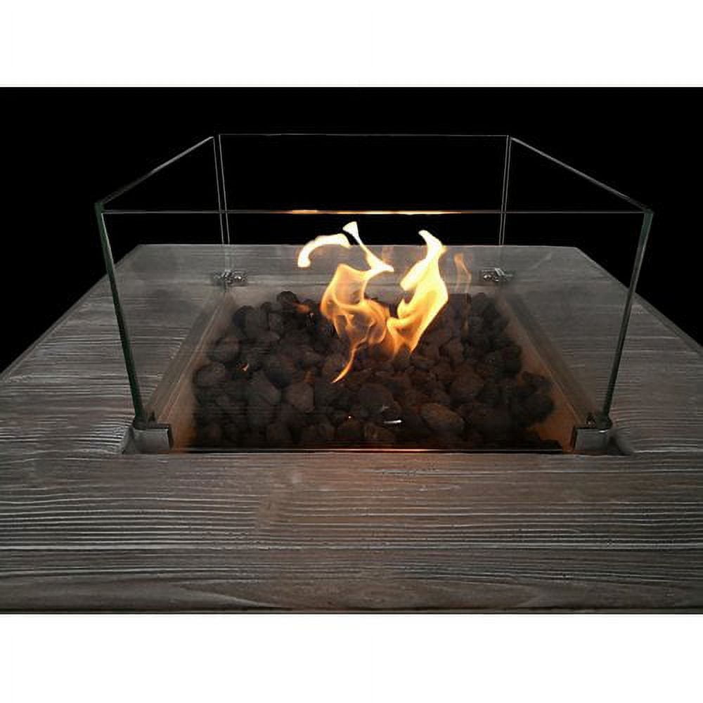 Gray Concrete Propane Fire Pit Table with Glass Guard