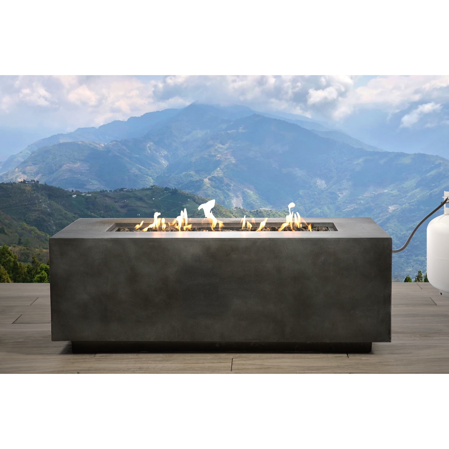 Living Source International Concrete Propane Outdoor Fire Pit Table (Charcoal)