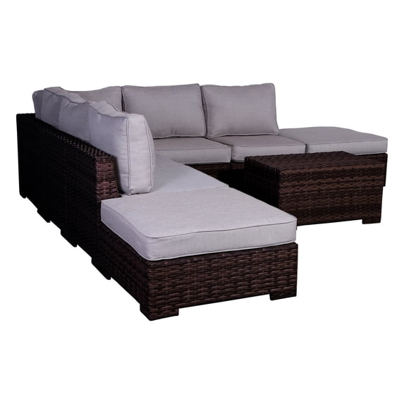 Living Source International LSI 8 Piece Sectional Seating Group With Cushions Brown