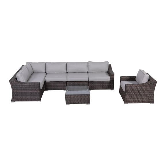 Living Source International LSI Wicker/Rattan 5 - Person Seating Group with Cushions Espresso 5