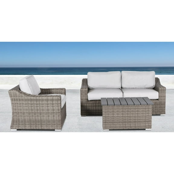 Living Source International Marina Wicker 4 Piece Patio Conversation Set