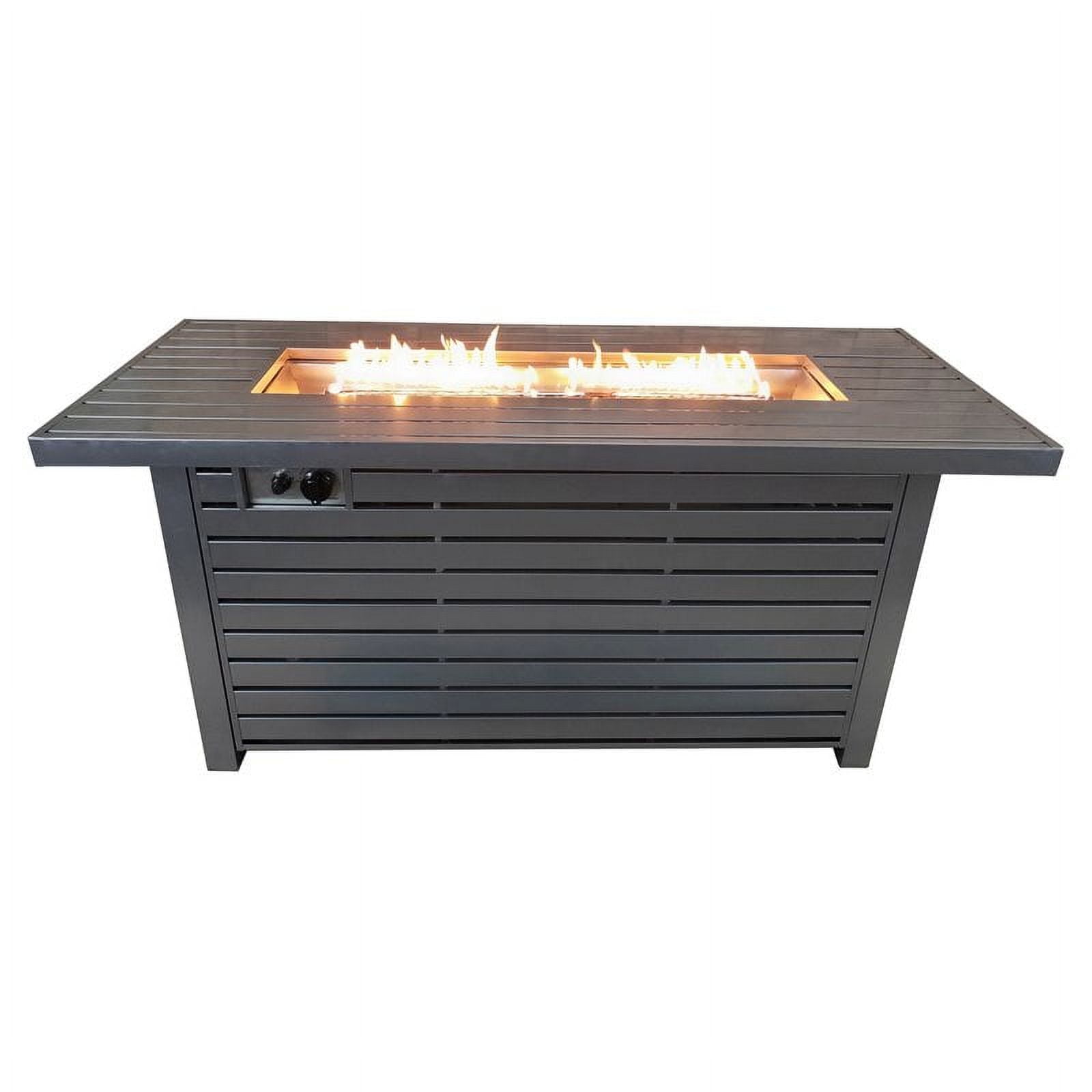 Living Source International Metal Propane/Natural Gas Fire Pit Table in Gray