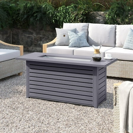Living Source International Metal Propane/Natural Gas Fire Pit Table in Gray
