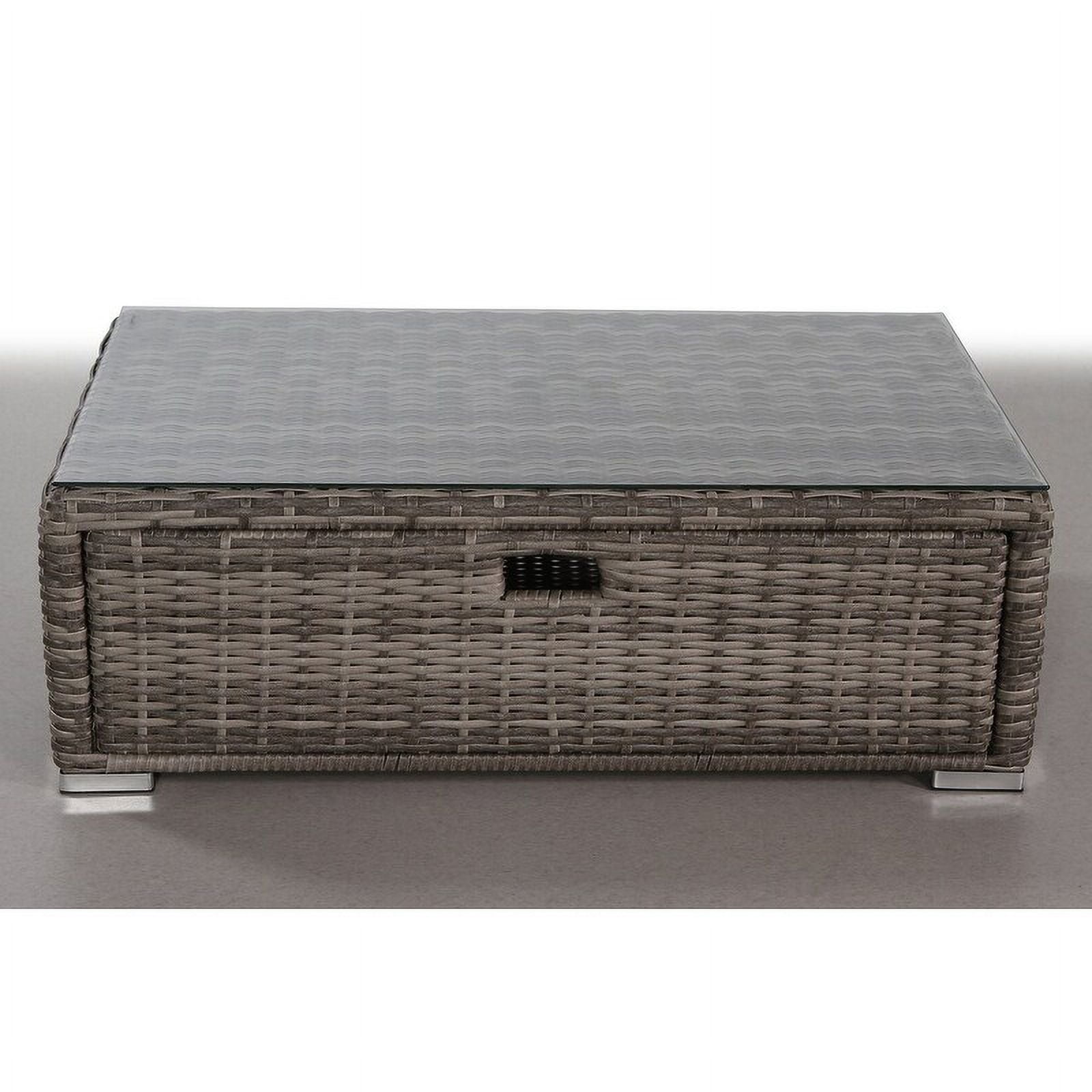 Living Source International Modern Wicker Outdoor Coffee Table in Gray