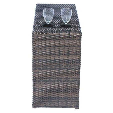 Living Source International Modern Wicker Rattan Side Table - Gray Finish