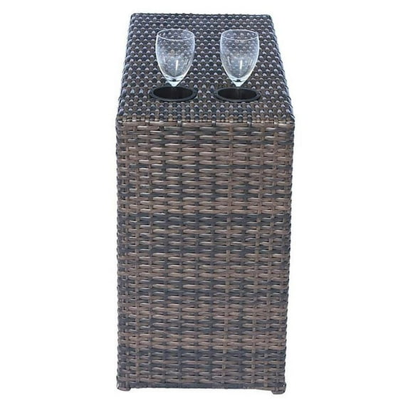 Living Source International Modern Wicker Rattan Side Table - Gray Finish