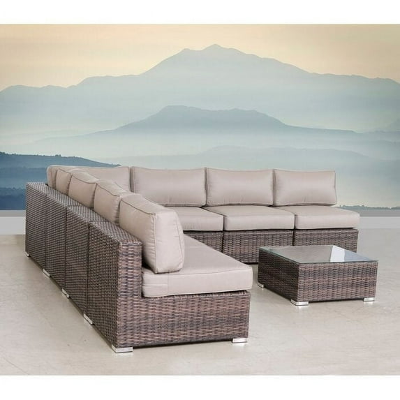 Living Source International Modern Wicker Rattan Side Table in Espresso Finish