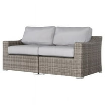 Living Source International Outdoor Wicker Loveseat with Cushion - Gray