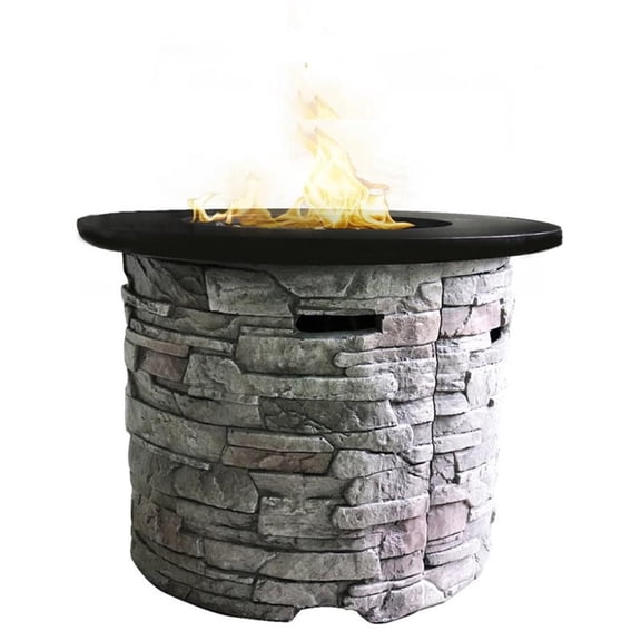 Living Source International Propane/Natural Gas Fire Pit Table - Black Finish