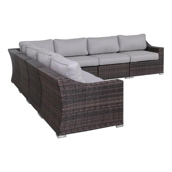 Living Source International Rattan Wicker 6 - Person Seating Group with Cushions