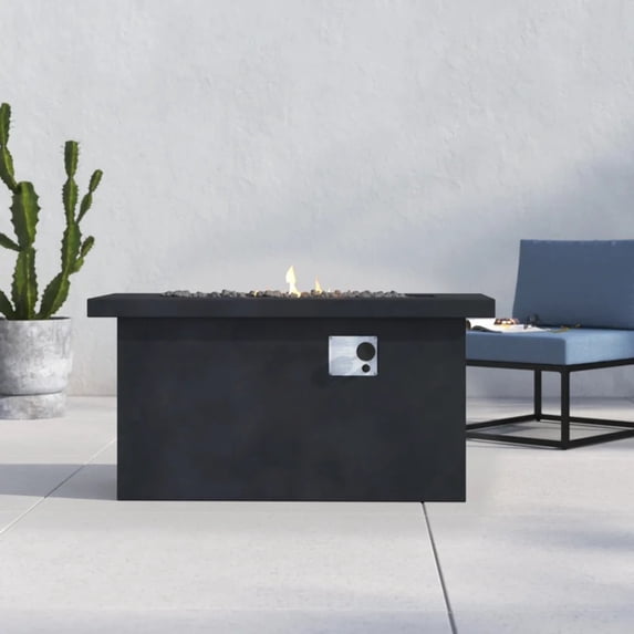 Living Source International Santiago Cast Concrete Internal Tank Fire Pit Table