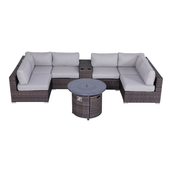 Living Source International Wicker / Rattan 4-Person Seating Group in Brown/Gray