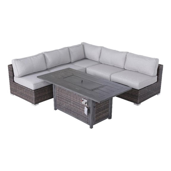 Living Source International Wicker / Rattan 4 - Person Seating Group in Brown