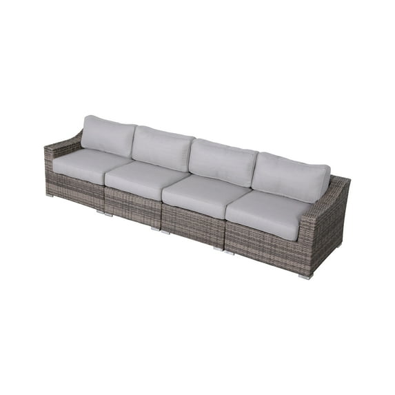 Living Source International Wicker / Rattan 4 - Person Seating Group in Gray
