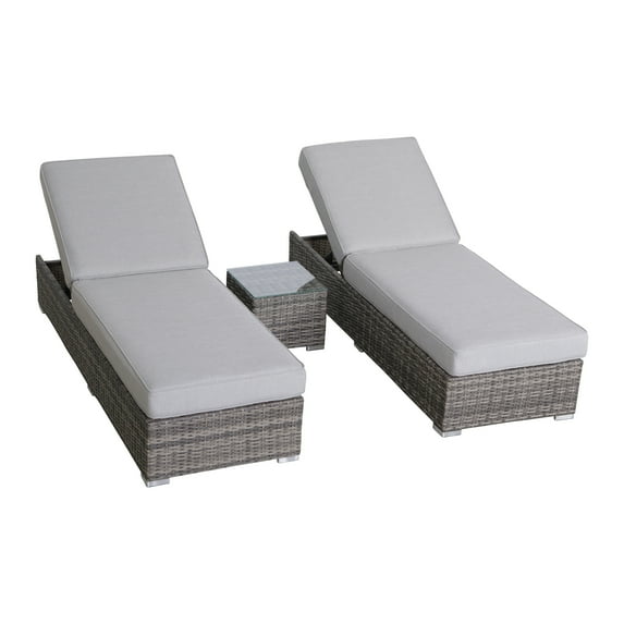 Living Source International Wicker/Rattan Chaise with Cushion in Gray