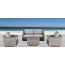 Living Source International Wicker and Olefin Dayse Seating Group in Gray