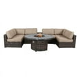 thumbnail image 1 of Living Source Intl 8-Piece Wicker / Rattan Sectional Set with Firepit in Beige, 1 of 2