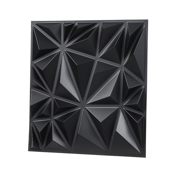 Living Space 3D Diamond Textured Wall Panels 33 Count 11.81 x 11.81 Inch Matte Black PVC 32 Sq.Ft Total Coverage