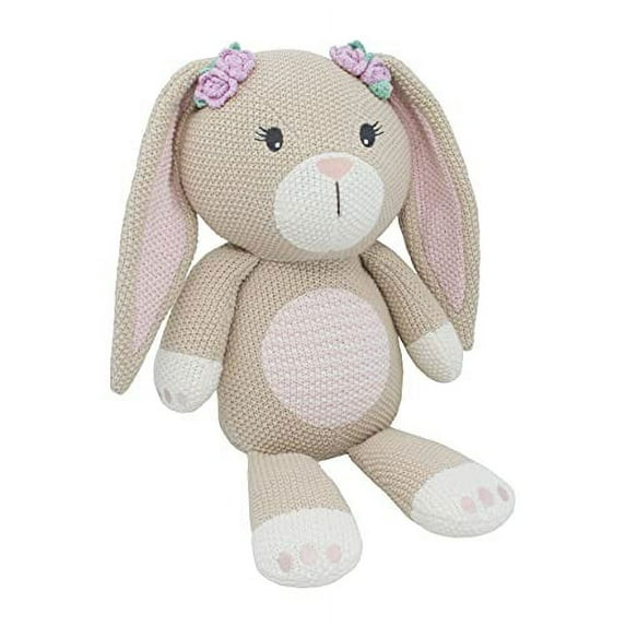 Living Textiles Knit Baby Plush Toy Rattle Belle Bunny, 15"